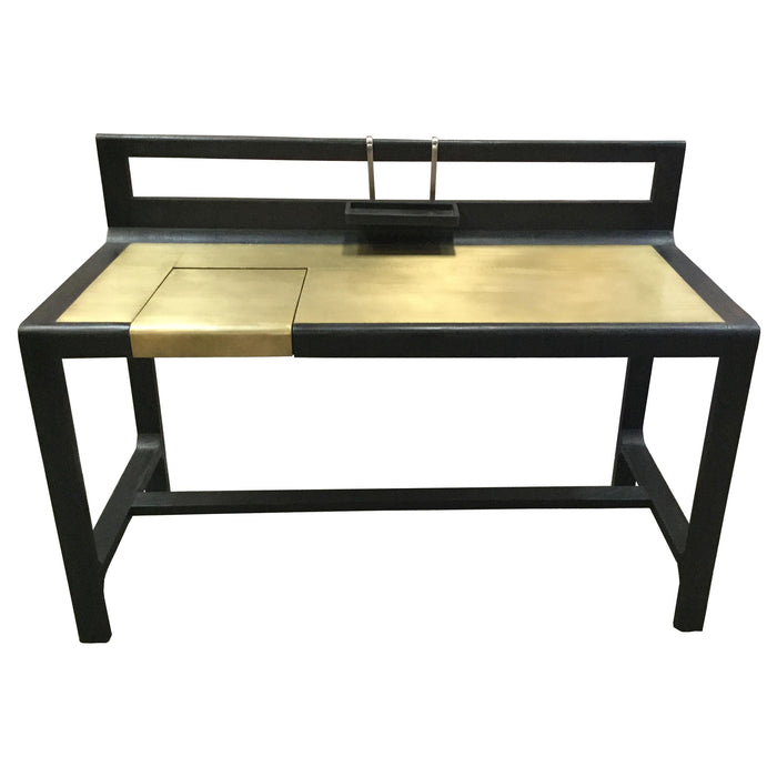 Purston 55-inch Writing Desk with Storage Black and Brass