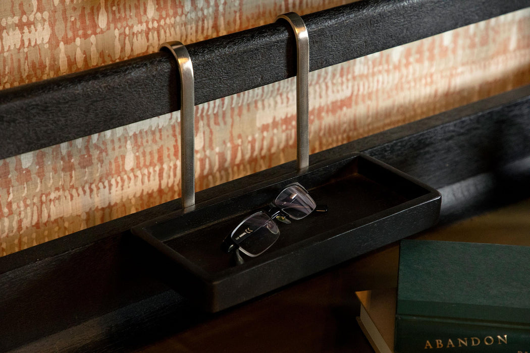 Purston 55-inch Writing Desk with Storage Black and Brass
