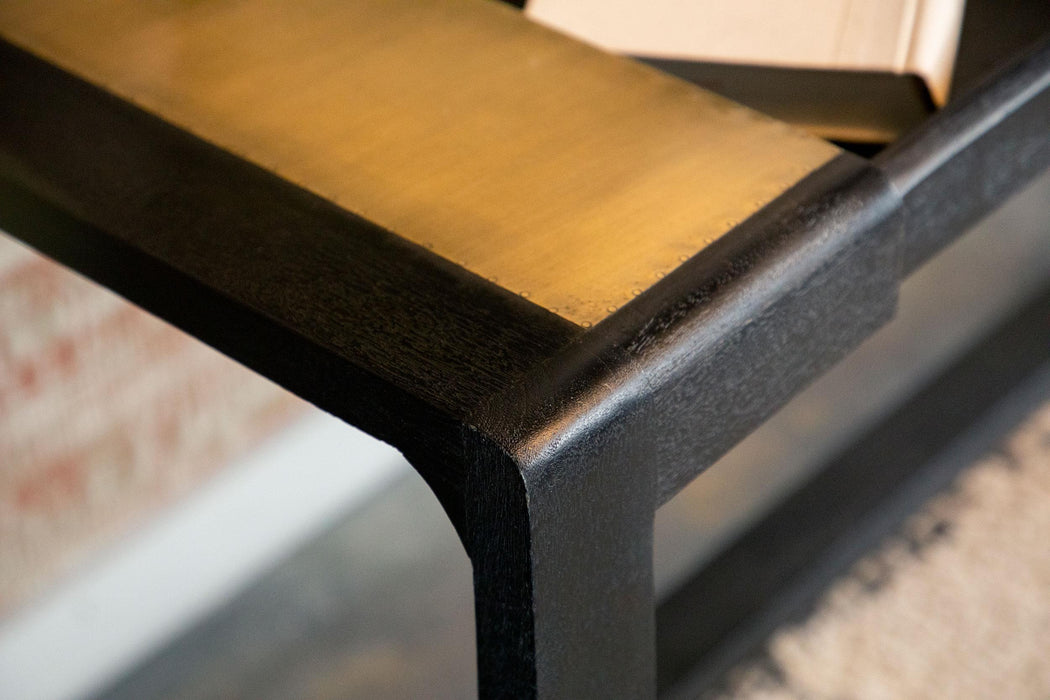 Purston 55-inch Writing Desk with Storage Black and Brass