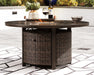 Paradise Trail Paradise Trail Fire Pit Table with 4 Nuvella Swivel Lounge Chairs - Casa Morelos / Coahuila Furniture (Oklahoma City, OK)