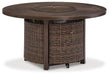 Paradise Trail Paradise Trail Fire Pit Table with 4 Nuvella Swivel Lounge Chairs - Casa Morelos / Coahuila Furniture (Oklahoma City, OK)