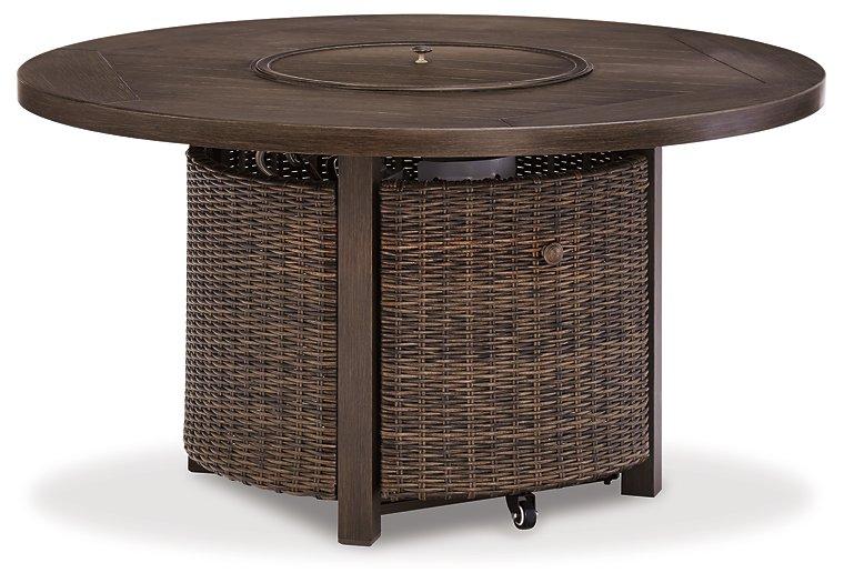 Paradise Trail Paradise Trail Fire Pit Table with 4 Nuvella Swivel Lounge Chairs - Casa Morelos / Coahuila Furniture (Oklahoma City, OK)