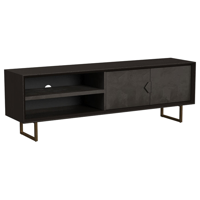 Marsden 2-door Wood 70" TV Stand Charcoal Black - Casa Morelos / Coahuila Furniture (Oklahoma City, OK)