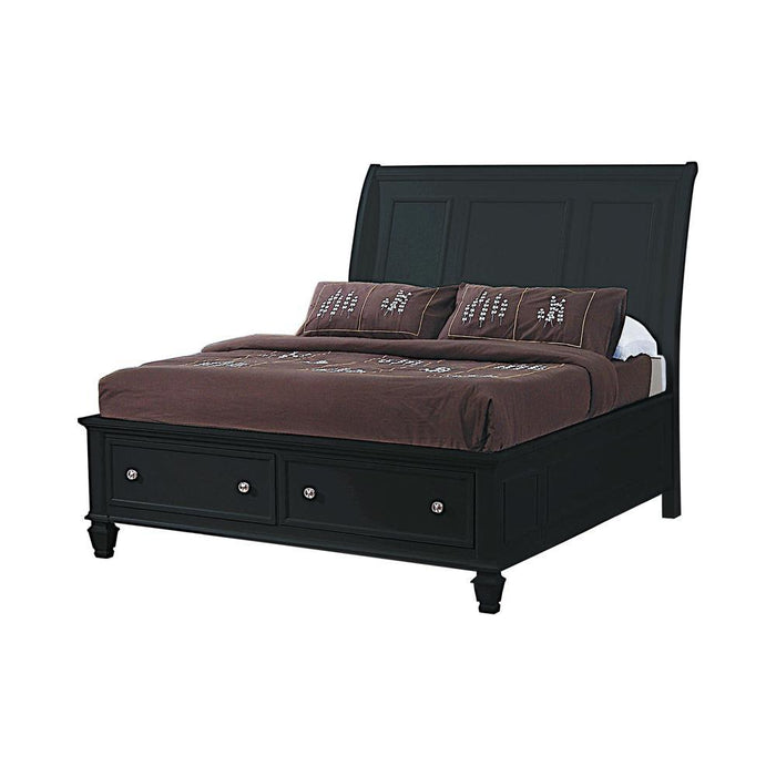 Sandy Beach Queen & E.King Storage Sleigh Bed Black & White - Casa Morelos / Coahuila Furniture (Oklahoma City, OK)