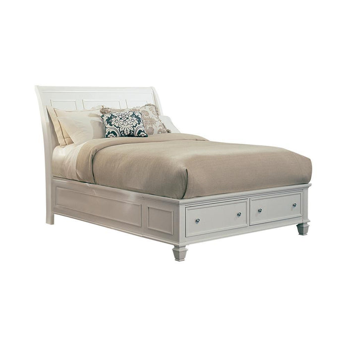 Sandy Beach Queen & E.King Storage Sleigh Bed Black & White - Casa Morelos / Coahuila Furniture (Oklahoma City, OK)