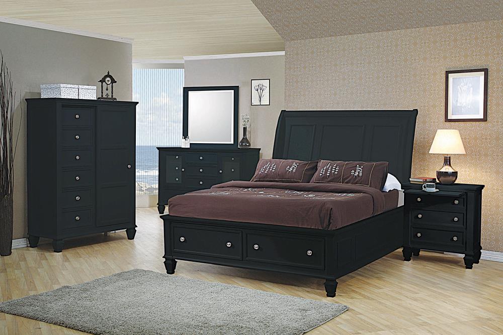 Sandy Beach Queen & E.King Storage Sleigh Bed Black & White - Casa Morelos / Coahuila Furniture (Oklahoma City, OK)