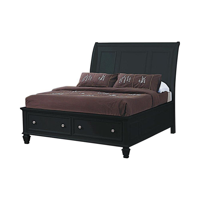 Sandy Beach Queen & E.King Storage Sleigh Bed Black & White - Casa Morelos / Coahuila Furniture (Oklahoma City, OK)