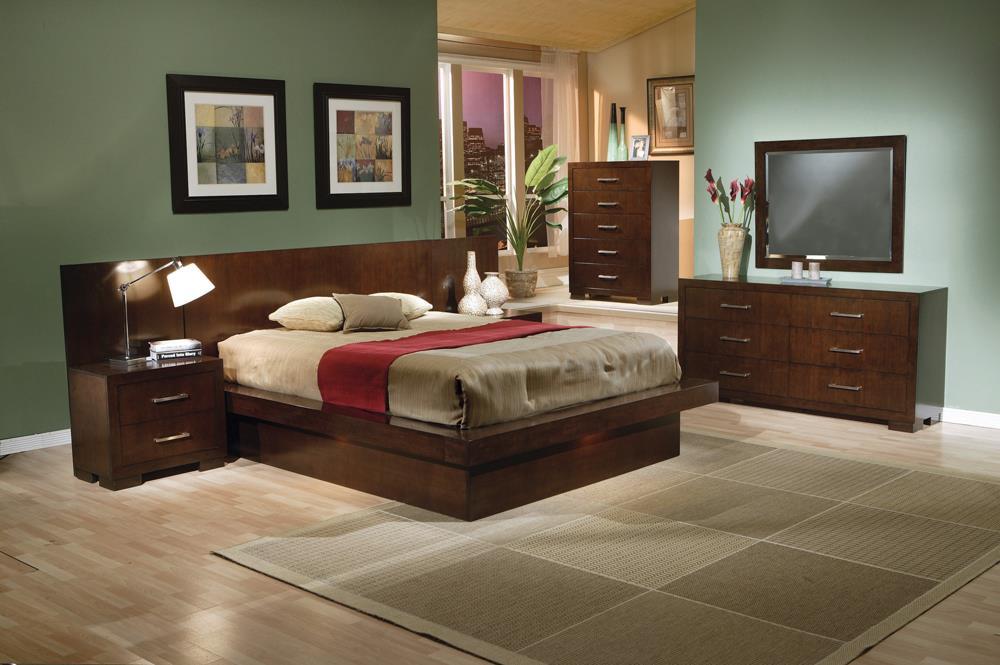 Jessica Eastern King & Queen Platform Bed with Rail Seating Cappuccino - Casa Morelos / Coahuila Furniture (Oklahoma City, OK)