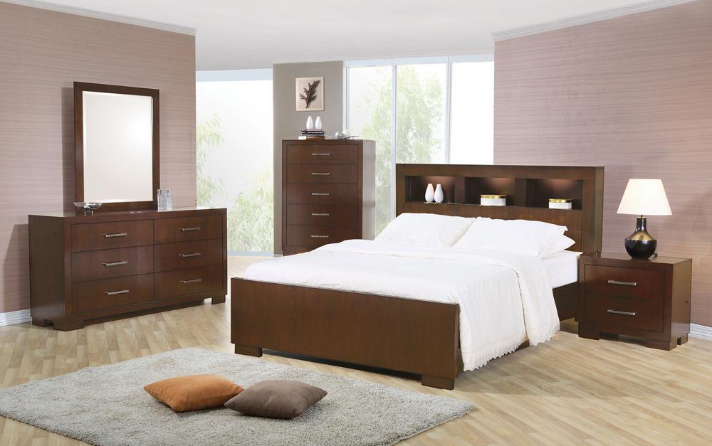 Jessica California King, E.king, & Queen Bed with Storage Headboard Cappuccino - Casa Morelos / Coahuila Furniture (Oklahoma City, OK)