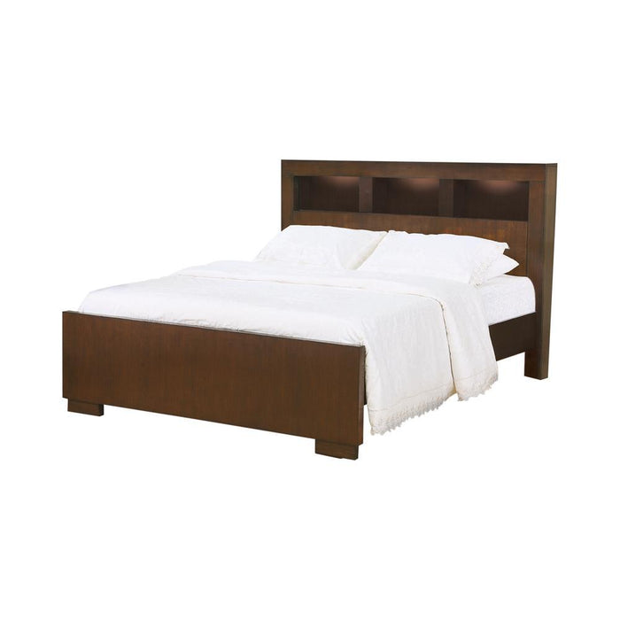 Jessica California King, E.king, & Queen Bed with Storage Headboard Cappuccino - Casa Morelos / Coahuila Furniture (Oklahoma City, OK)