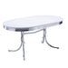 Retro Oval Dining Table Glossy White and Chrome - Casa Morelos / Coahuila Furniture (Oklahoma City, OK)