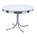 Retro Round Dining Table Glossy White and Chrome - Casa Morelos / Coahuila Furniture (Oklahoma City, OK)