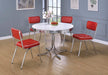 Retro Round Dining Table Glossy White and Chrome - Casa Morelos / Coahuila Furniture (Oklahoma City, OK)