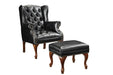 Roberts Button Tufted Back Accent Chair with Ottoman Black and Espresso - Casa Morelos / Coahuila Furniture (Oklahoma City, OK)