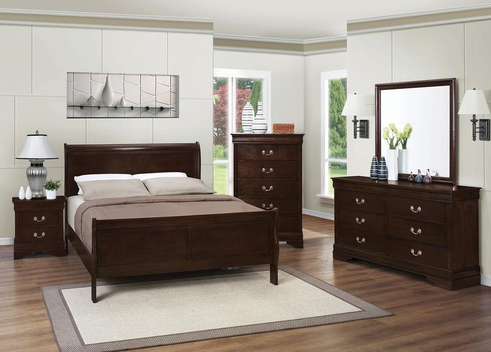 Louis Philippe Eastern King & Queen Panel Sleigh Bed Cappuccino - Casa Morelos / Coahuila Furniture (Oklahoma City, OK)