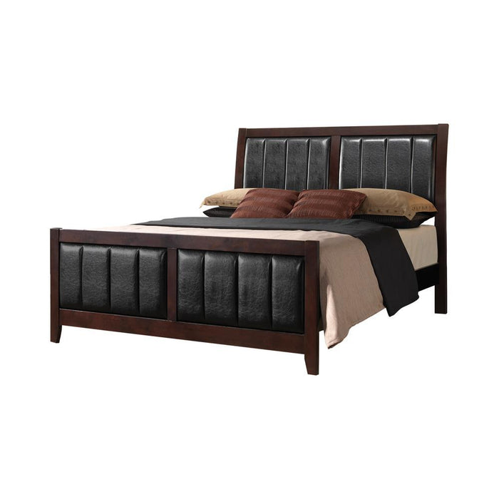 Carlton California King, E.King, & Queen Upholstered Bed Cappuccino and Black - Casa Morelos / Coahuila Furniture (Oklahoma City, OK)