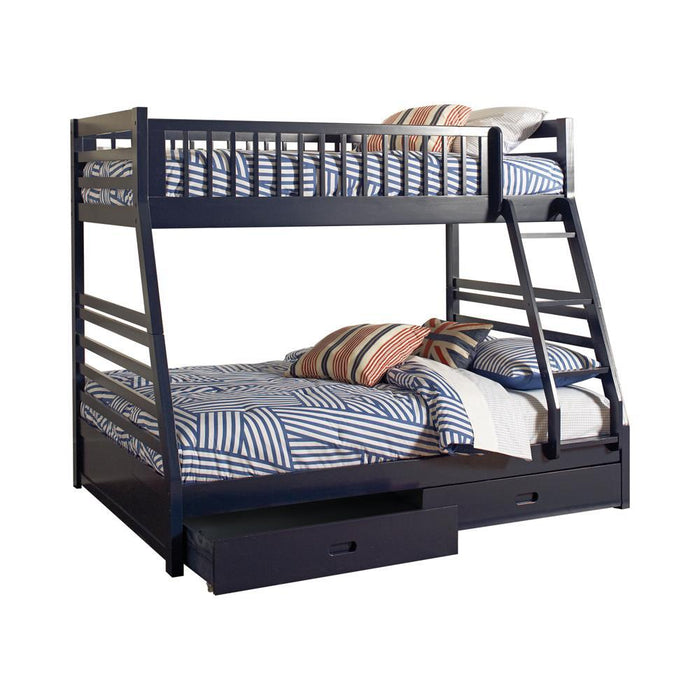 Ashton Twin Over Full 2-drawer Bunk Bed Cappuccino, White, Navy, Honey, & Brown - Casa Morelos / Coahuila Furniture (Oklahoma City, OK)