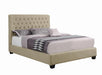 Chloe Tufted Upholstered Eastern King Bed Oatmeal - Casa Morelos / Coahuila Furniture (Oklahoma City, OK)