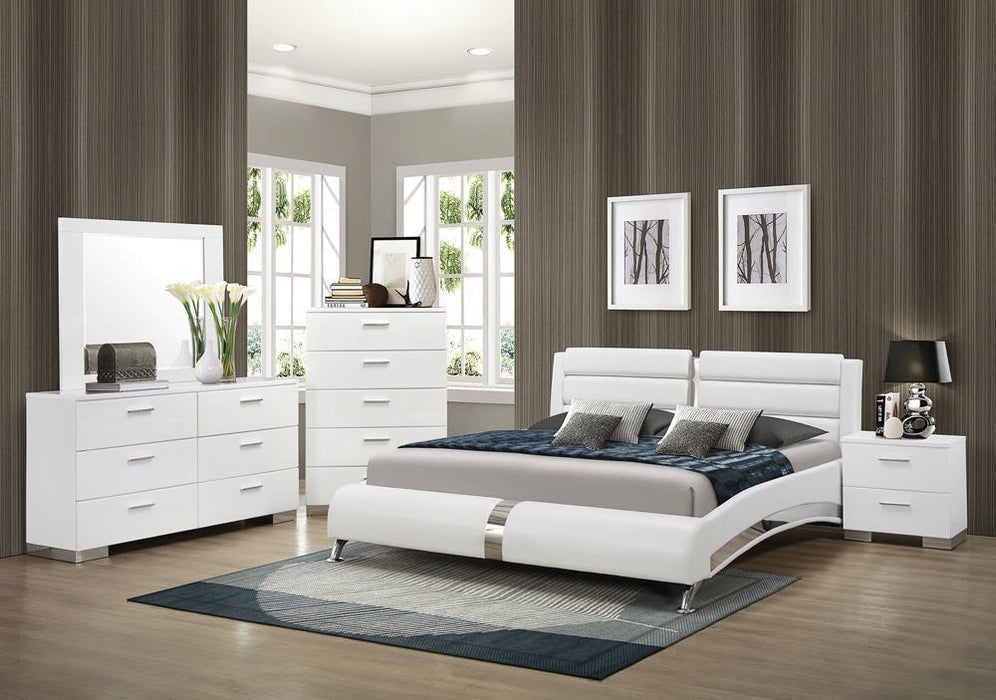 Jeremaine California King, E.King, & Queen Upholstered Bed White - Casa Morelos / Coahuila Furniture (Oklahoma City, OK)