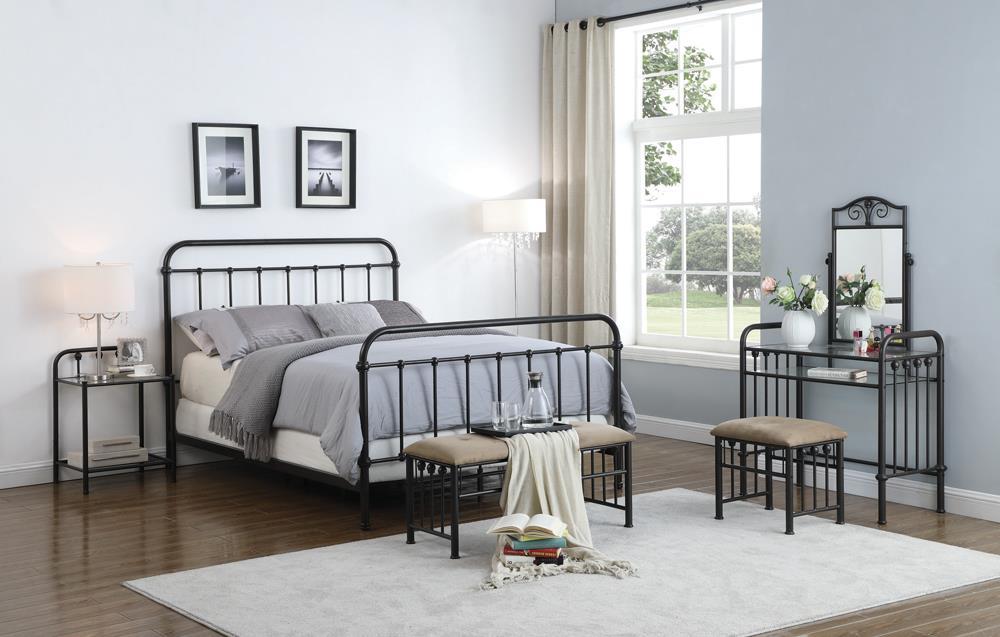 Livingston California King, E.King, & Queen Panel Metal Bed Dark Bronze - Casa Morelos / Coahuila Furniture (Oklahoma City, OK)