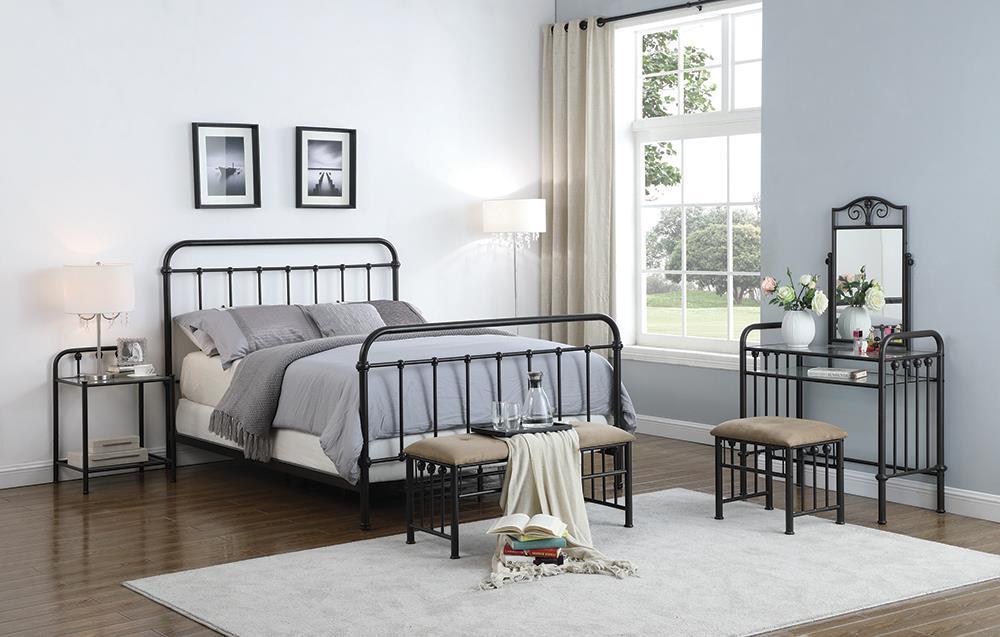 Livingston California King, E.King, & Queen Panel Metal Bed Dark Bronze - Casa Morelos / Coahuila Furniture (Oklahoma City, OK)