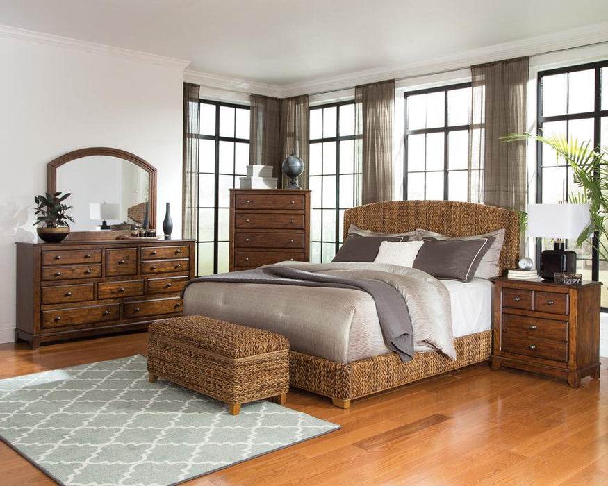 Laughton Hand-Woven Banana Leaf California King, E.King, & Queen Bed Amber - Casa Morelos / Coahuila Furniture (Oklahoma City, OK)