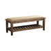 Franco Bench with Lower Shelf Beige and Burnished Oak - Casa Morelos / Coahuila Furniture (Oklahoma City, OK)