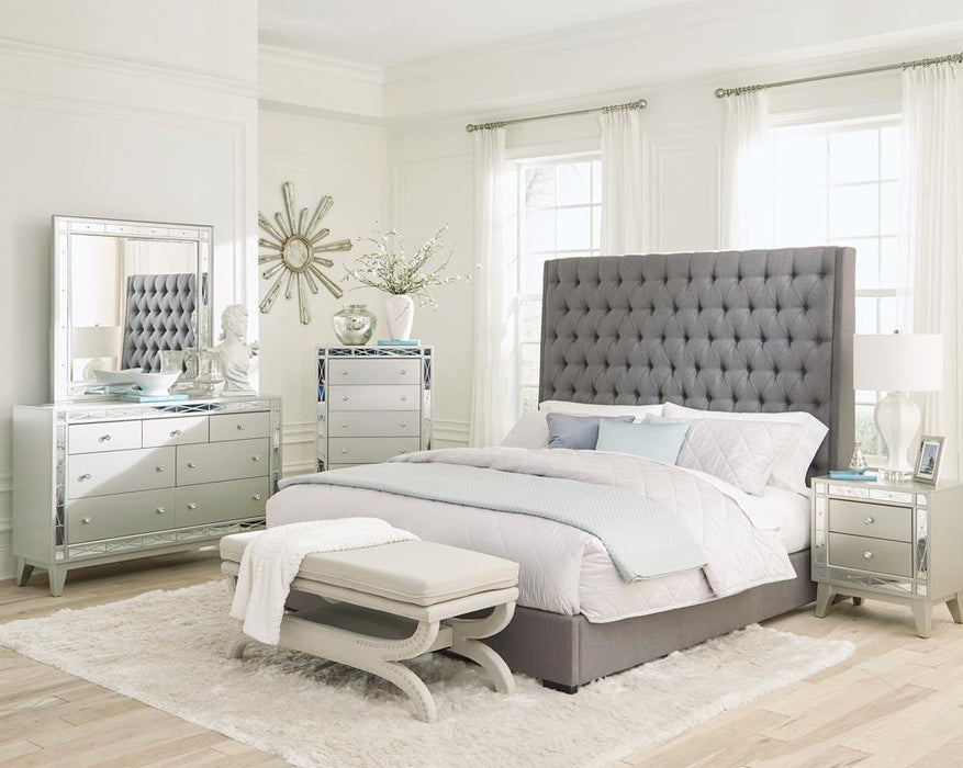 Camille Tall Tufted California King, E.King & Queen Bed Grey - Casa Morelos / Coahuila Furniture (Oklahoma City, OK)