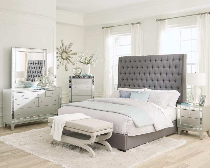 Camille Tall Tufted California King, E.King & Queen Bed Grey - Casa Morelos / Coahuila Furniture (Oklahoma City, OK)