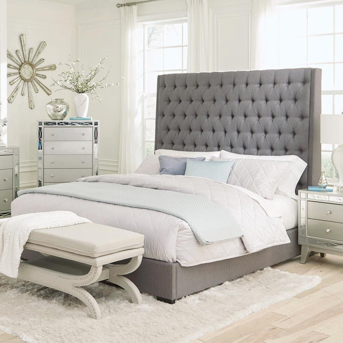Camille Tall Tufted California King, E.King & Queen Bed Grey - Casa Morelos / Coahuila Furniture (Oklahoma City, OK)