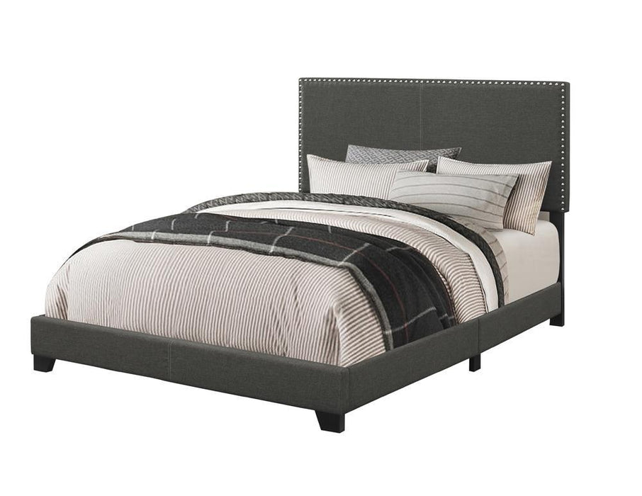 Boyd California King, King, & Queen Upholstered Bed with Nailhead Trim Charcoal & Grey - Casa Morelos / Coahuila Furniture (Oklahoma City, OK)
