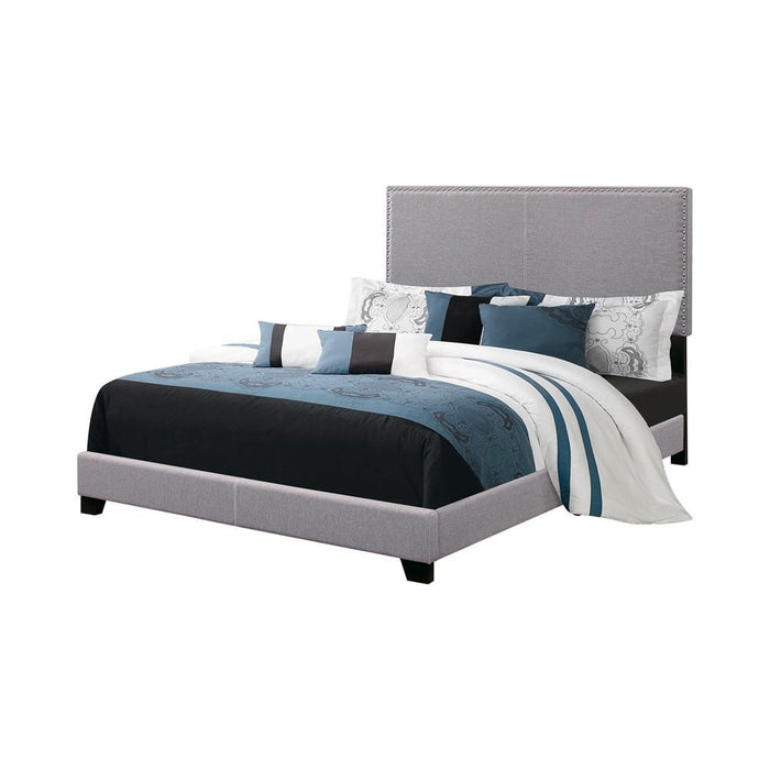 Boyd California King, King, & Queen Upholstered Bed with Nailhead Trim Charcoal & Grey - Casa Morelos / Coahuila Furniture (Oklahoma City, OK)