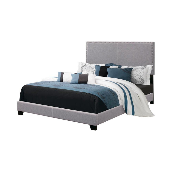 Boyd California King, King, & Queen Upholstered Bed with Nailhead Trim Charcoal & Grey - Casa Morelos / Coahuila Furniture (Oklahoma City, OK)