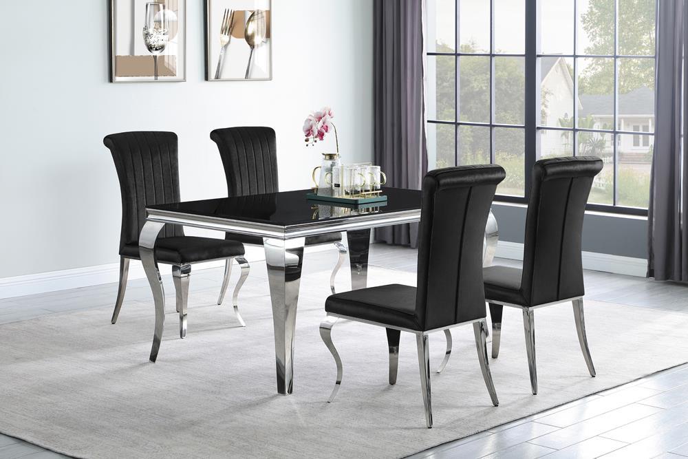 Carone Rectangular Dining Table Chrome and Black - Casa Morelos / Coahuila Furniture (Oklahoma City, OK)