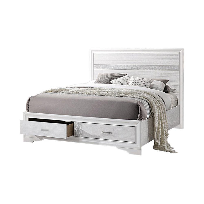 Miranda California King. E.King, & Queen 2-drawer Storage Bed Black & White - Casa Morelos / Coahuila Furniture (Oklahoma City, OK)