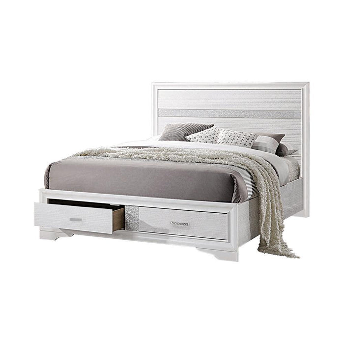 Miranda California King. E.King, & Queen 2-drawer Storage Bed Black & White - Casa Morelos / Coahuila Furniture (Oklahoma City, OK)