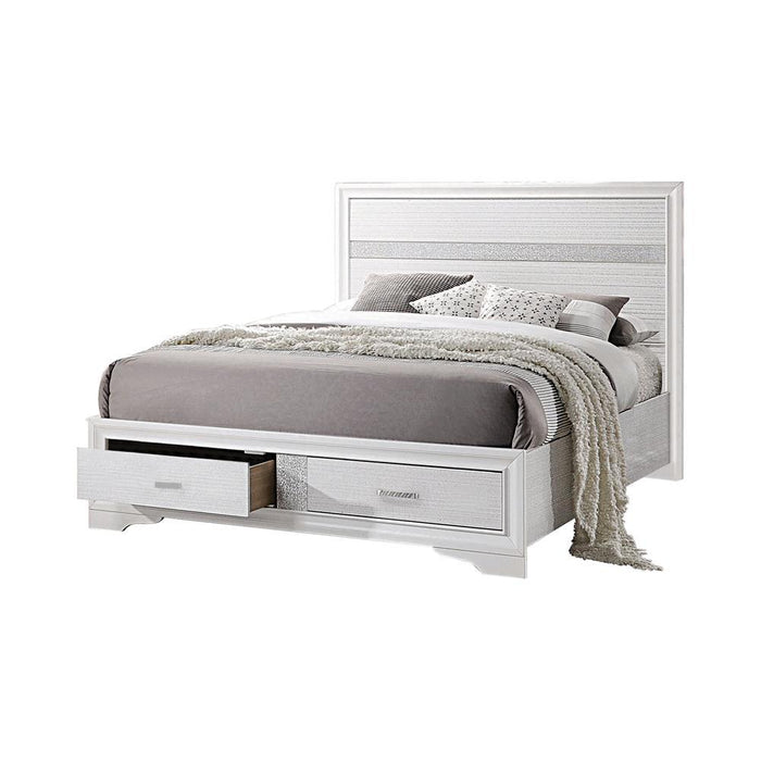 Miranda California King. E.King, & Queen 2-drawer Storage Bed Black & White - Casa Morelos / Coahuila Furniture (Oklahoma City, OK)