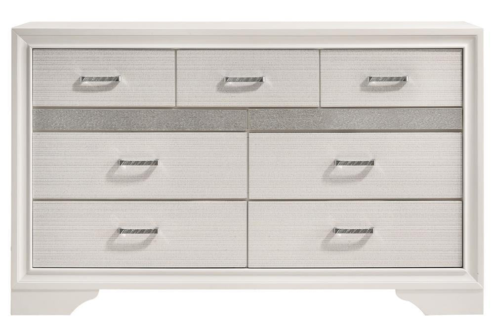 Miranda 7-drawer Dresser White and Rhinestone - Casa Morelos / Coahuila Furniture (Oklahoma City, OK)
