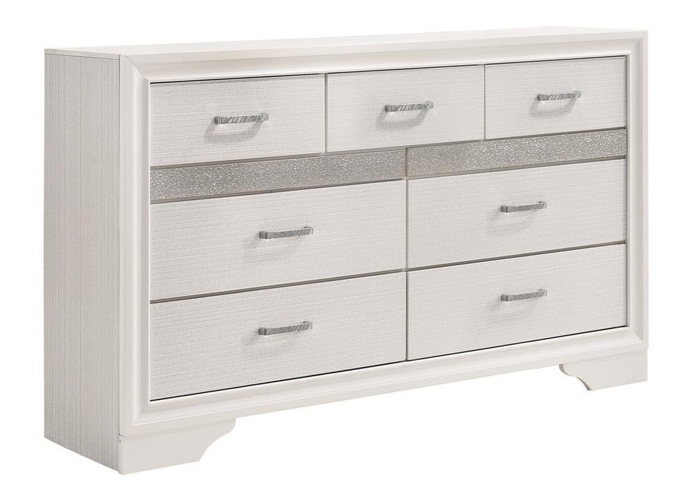 Miranda 7-drawer Dresser White and Rhinestone - Casa Morelos / Coahuila Furniture (Oklahoma City, OK)