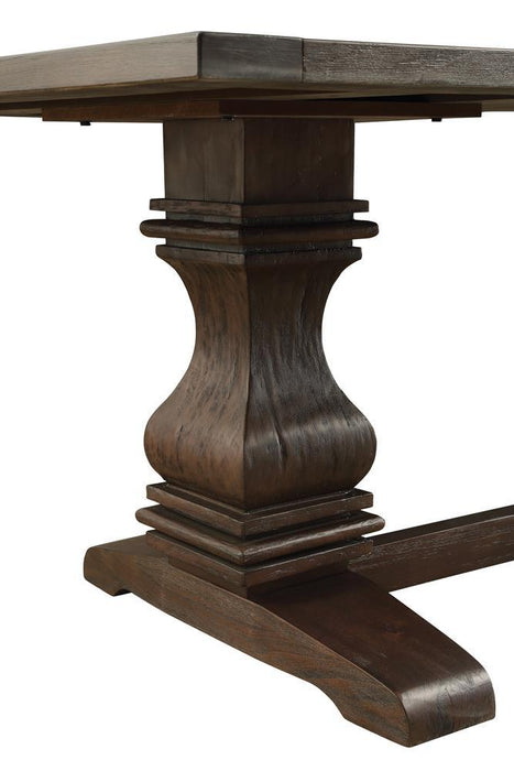 Parkins Double Pedestals Dining Table Rustic Espresso - Casa Morelos / Coahuila Furniture (Oklahoma City, OK)