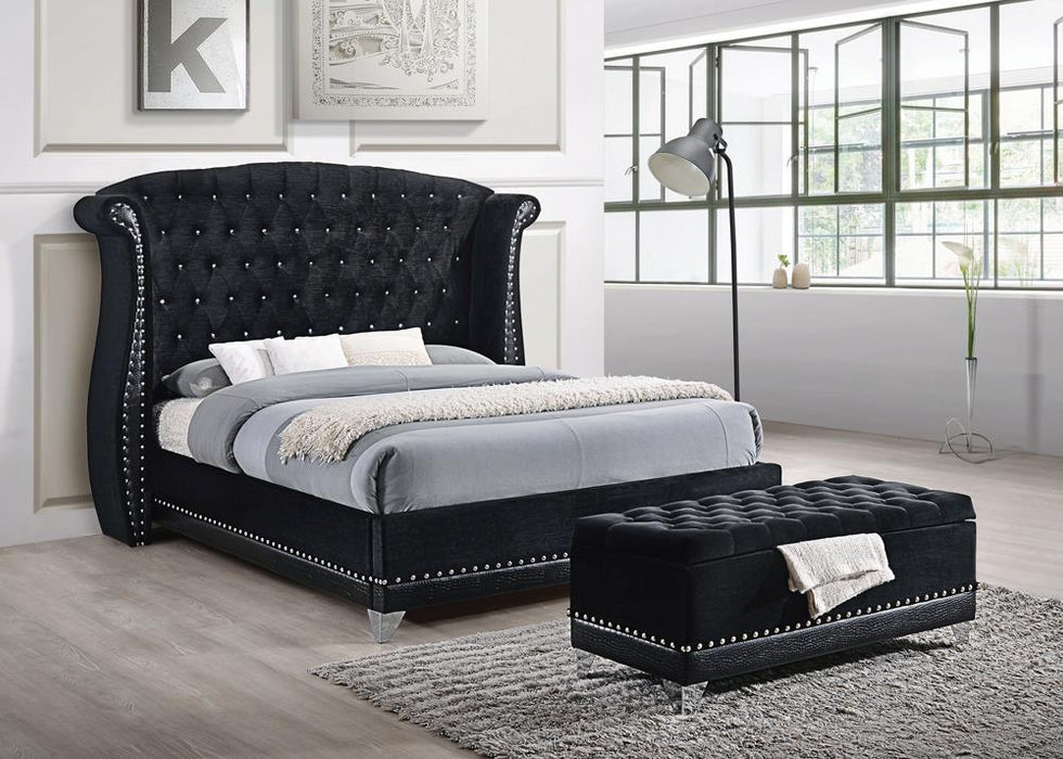 Barzini California King, E.King, & Queen Tufted Upholstered Bed Black - Casa Morelos / Coahuila Furniture (Oklahoma City, OK)