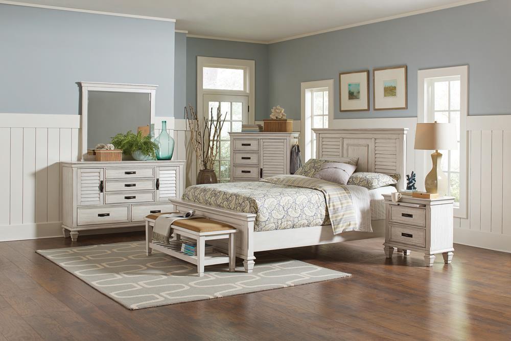 Franco Eastern King & Queen Panel Bed Antique White & Oak - Casa Morelos / Coahuila Furniture (Oklahoma City, OK)