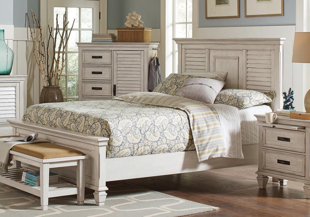 Franco Eastern King & Queen Panel Bed Antique White & Oak - Casa Morelos / Coahuila Furniture (Oklahoma City, OK)