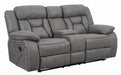Higgins Pillow Top Arm Motion Loveseat with Console Grey - Casa Morelos / Coahuila Furniture (Oklahoma City, OK)