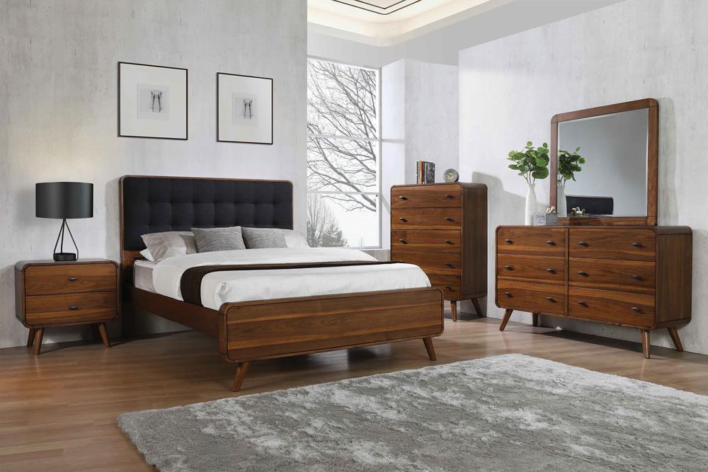 Robyn California King, E.King, & Queen Bed with Upholstered Headboard Dark Walnut - Casa Morelos / Coahuila Furniture (Oklahoma City, OK)