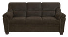 Clementine Upholstered Sofa with Nailhead Trim Brown - Casa Morelos / Coahuila Furniture (Oklahoma City, OK)