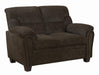 Clementine Upholstered Loveseat with Nailhead Trim Brown - Casa Morelos / Coahuila Furniture (Oklahoma City, OK)