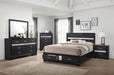 Miranda California King. E.King, & Queen 2-drawer Storage Bed Black & White - Casa Morelos / Coahuila Furniture (Oklahoma City, OK)