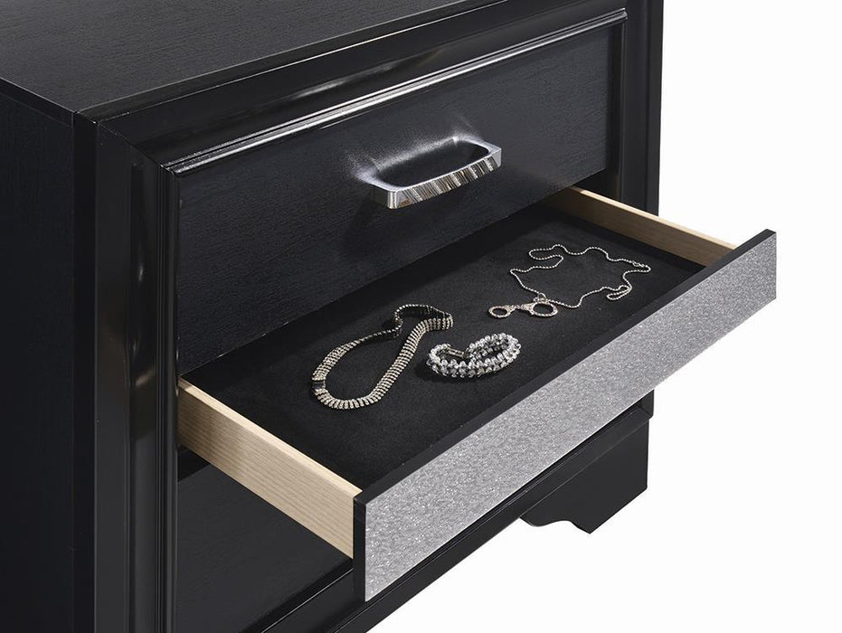 Miranda 2-drawer Nightstand Tray Black - Casa Morelos / Coahuila Furniture (Oklahoma City, OK)