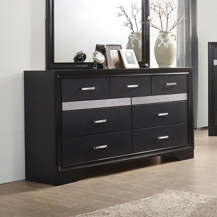 Miranda 7-drawer Dresser Black and Rhinestone - Casa Morelos / Coahuila Furniture (Oklahoma City, OK)